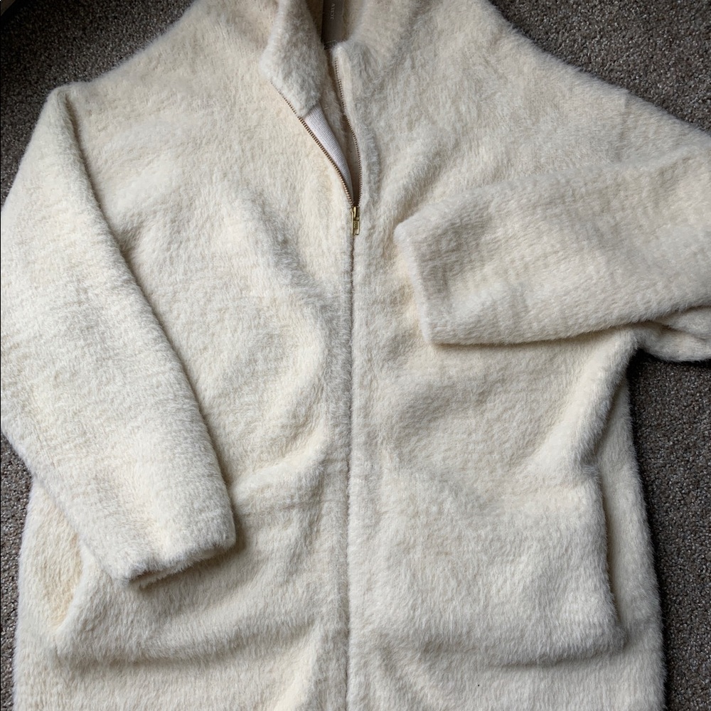 J Crew Point Sur Fuzzy Cardigan Jacket Natural XXL
